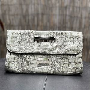 COPY - Nine West Clutch Purse Grey Alligator with Silver Hardware